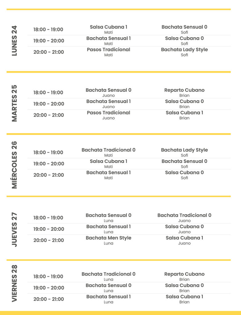 Horarios de baile intensivo en Madrid Evolution Dance